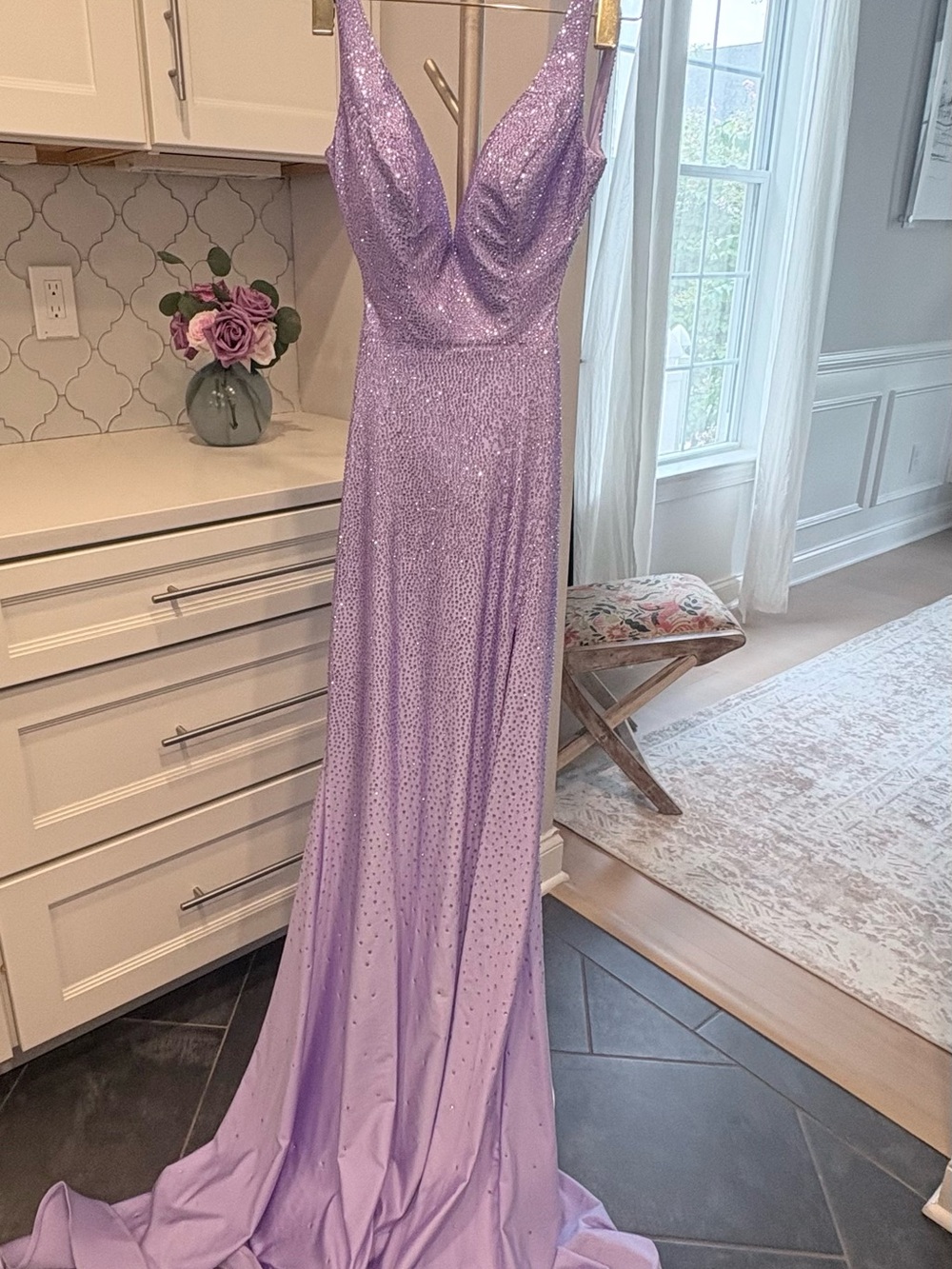 Elegant Lilac Sequin Prom Dress -